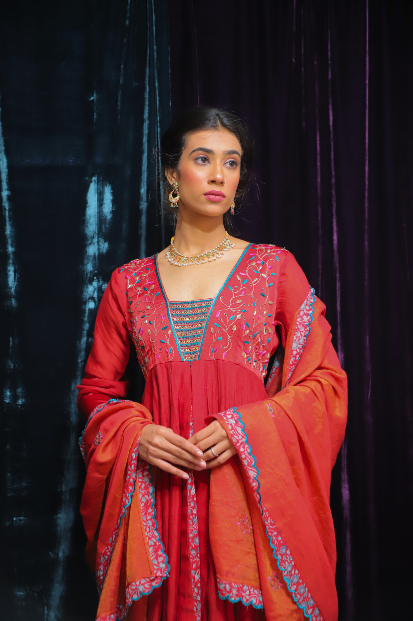 Nazma Anarkali Set (RED)