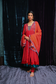 Nazma Anarkali Set (RED)